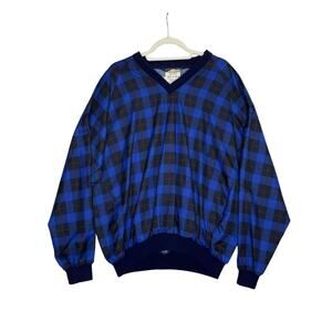 Sunderland of Scotland Size L Classic Pullover Vintage Tartan Plaid blue Nylon